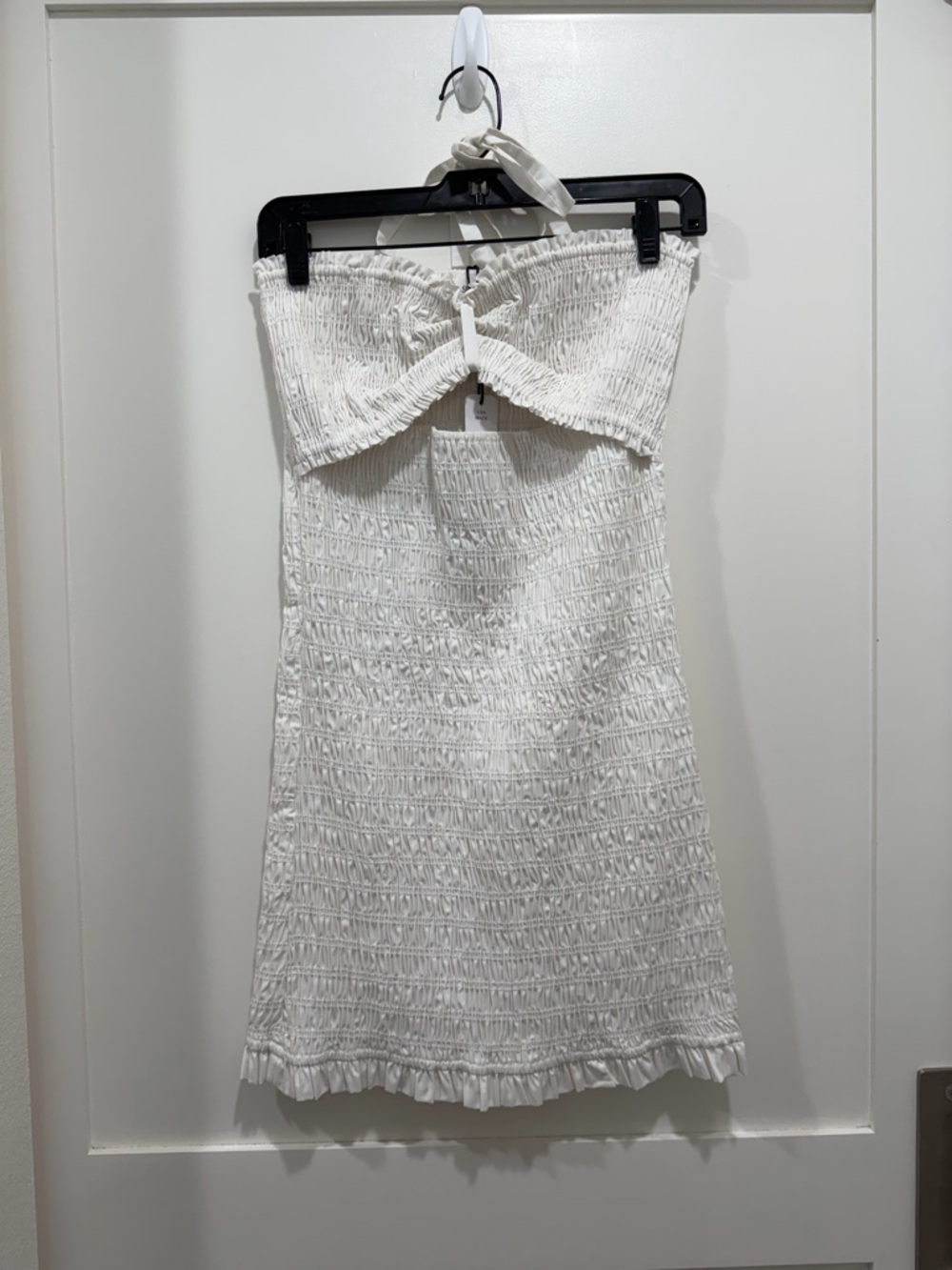 Self Contrast White Halter Midi Dress Twist Cutout Strapless Bodice Size S